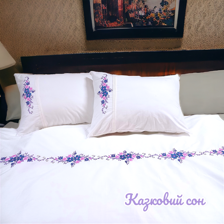 Double bed linen set with embroidery "Pleasure"