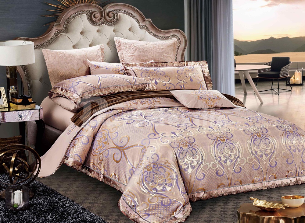 One and a half bed linen set (jacquard), Family, Jacquard, Pillowcases 50X70-2 pcs with a clasp (lock) + Pillowcases 70X70-2 pcs with a clasp (lock), 2.40Х2.20-1pcs, 1.45X2.10 -2 pcs with clasp (lock), 100% cotton, Attention! The shade of the fabric may differ from the photo depending on the monitor settings!