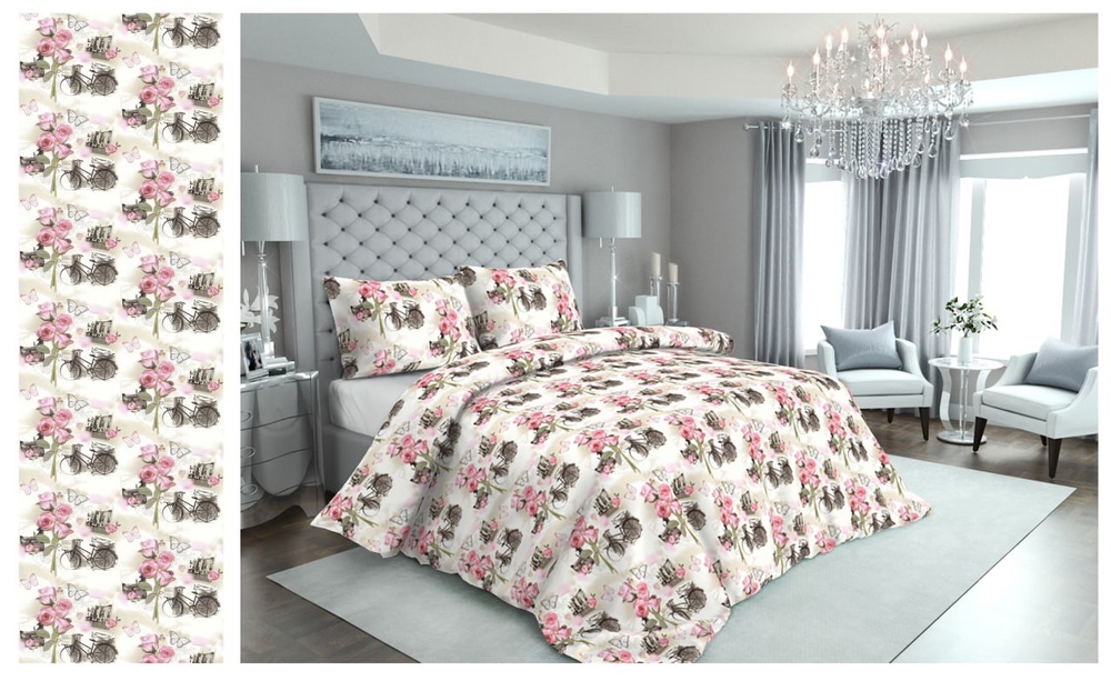 One and a half bed linen set "Roses"