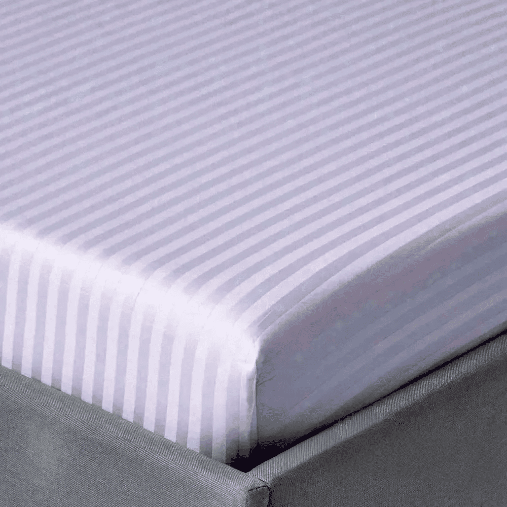 Fitted sheet 090x200+25cm stripe satin Lux 100% cotton purple 50854 photo