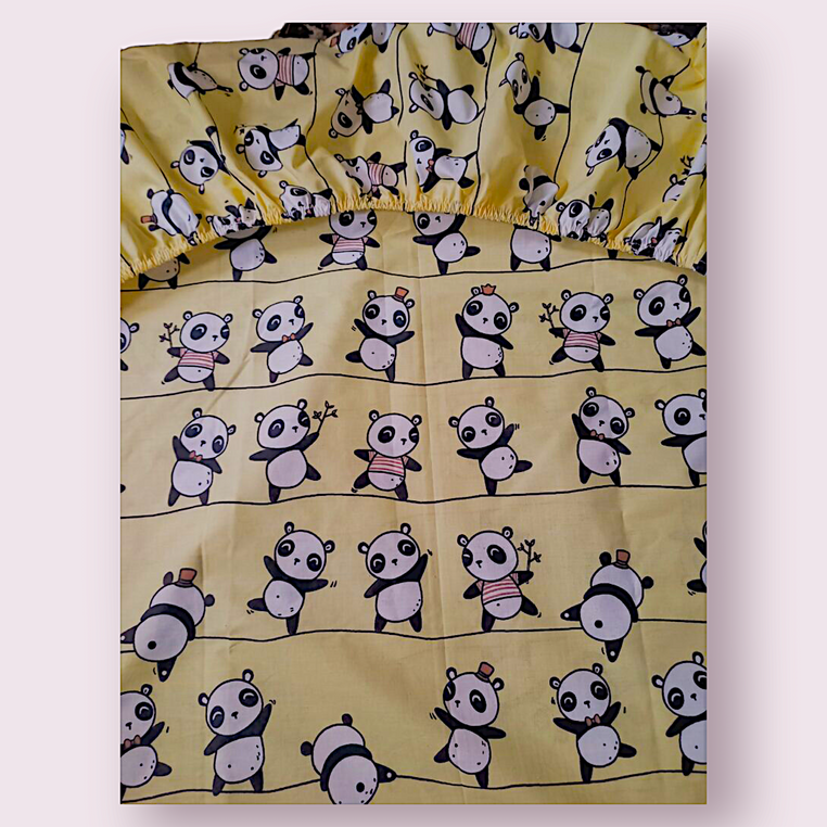 Sheet with an elastic band 0.90X1.90+25 cm "Funny pandas"