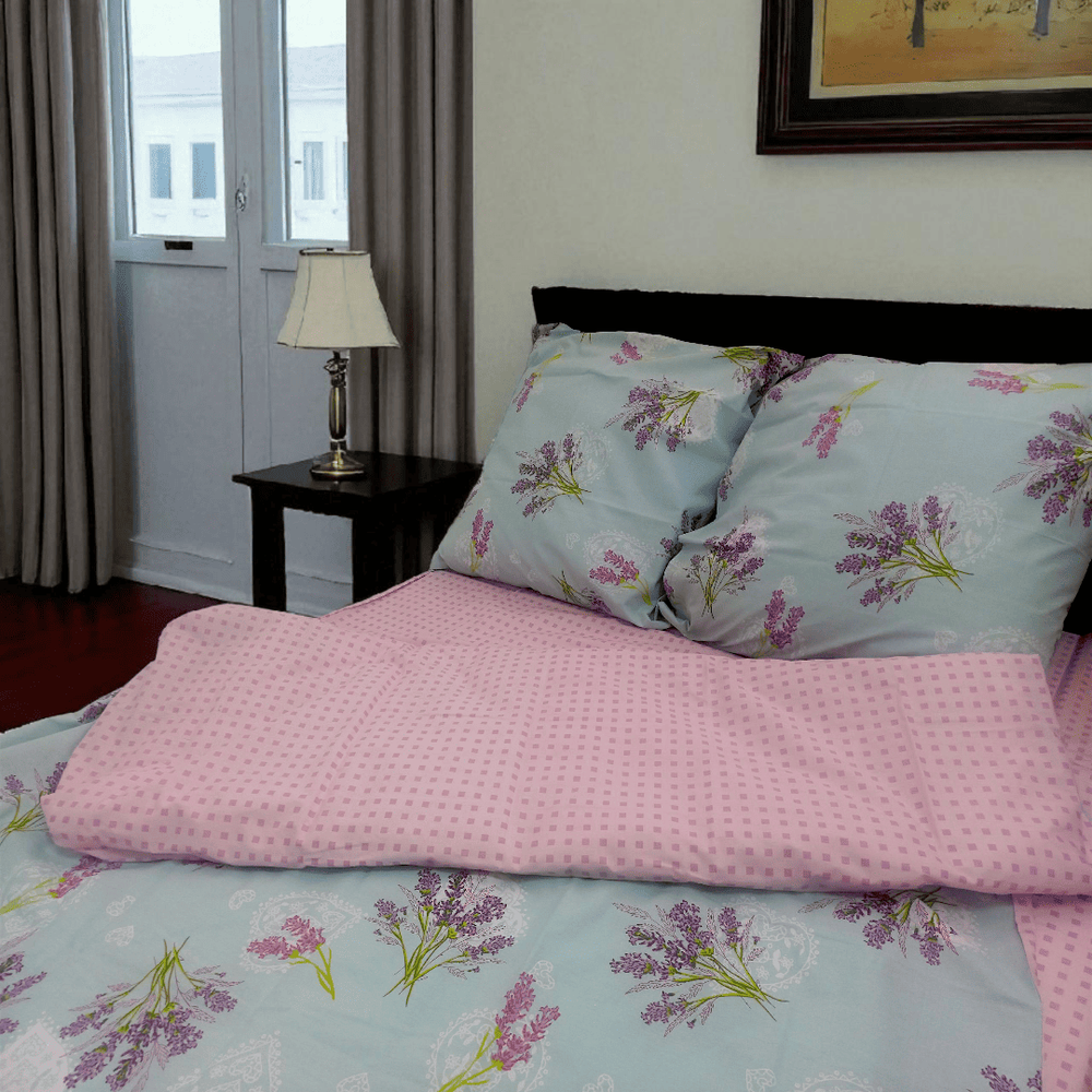 Lavender Bouquet Bedding Set 200X220 Euro Size Cotton 50202 photo