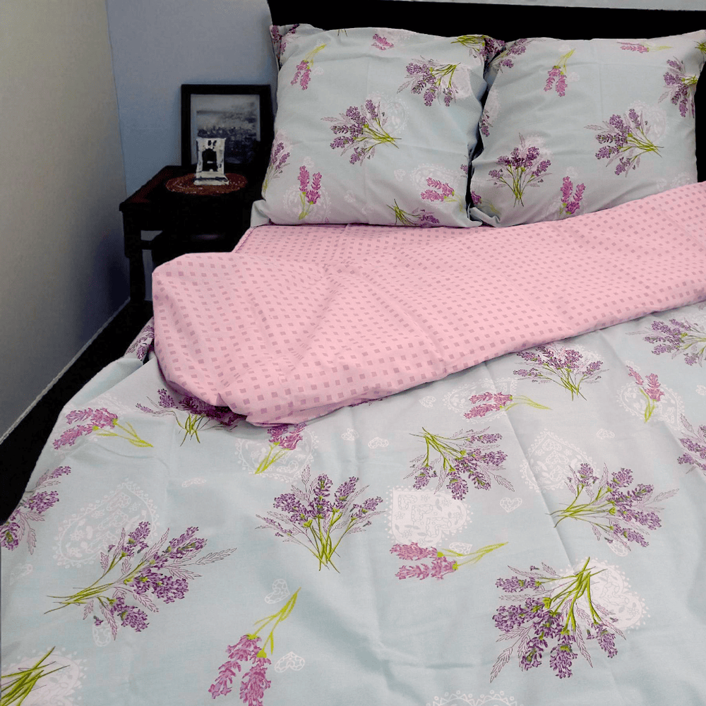 Lavender Bouquet Bedding Set 200X220 Euro Size Cotton 50202 photo