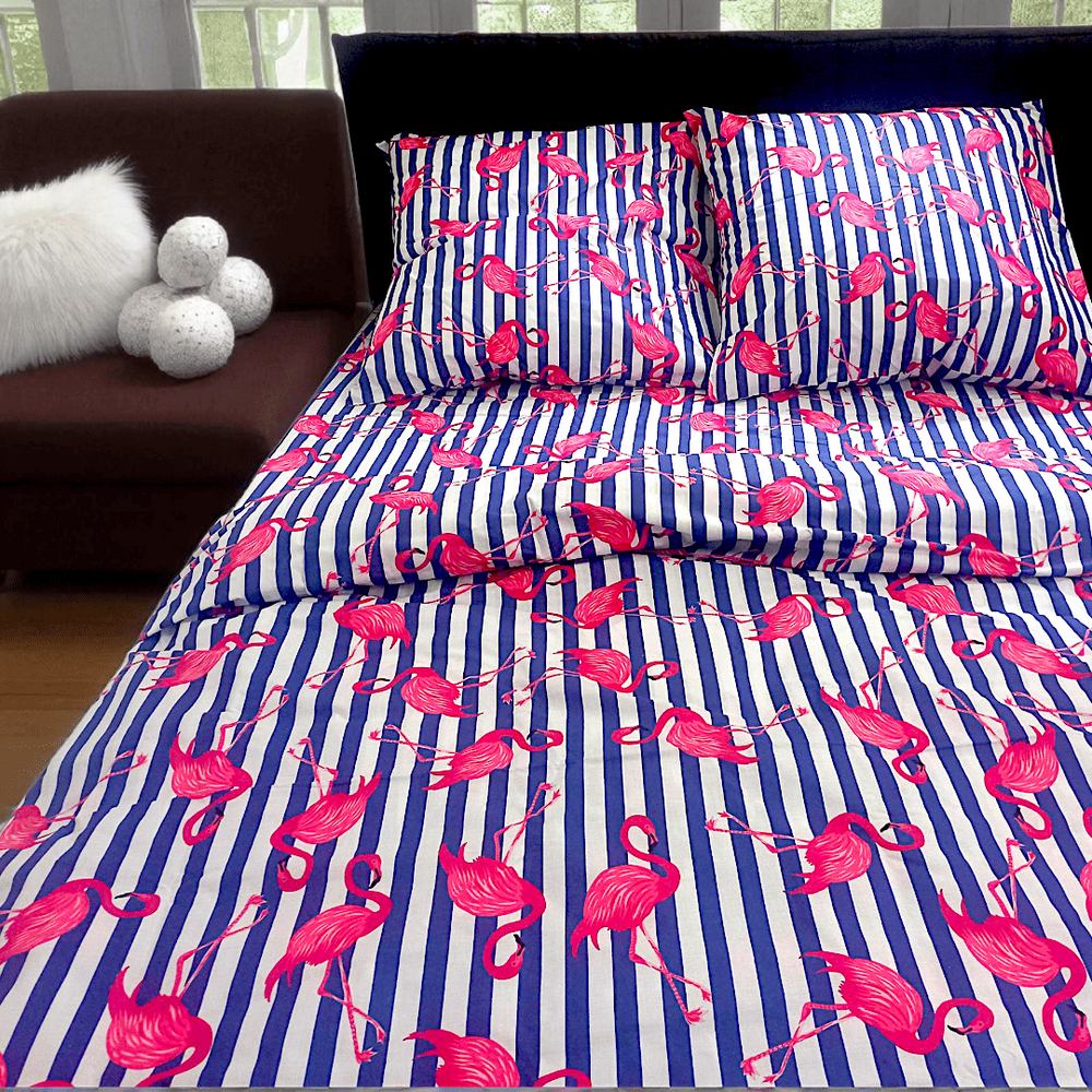Double bed linen set "Pink flamingos" 5031 photo
