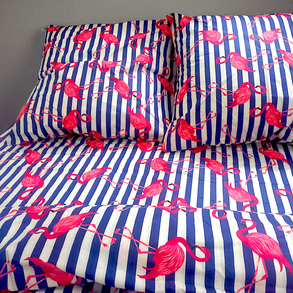 Double bed linen set "Pink flamingos" 5031 photo