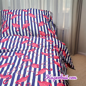 Double bed linen set "Pink flamingos"