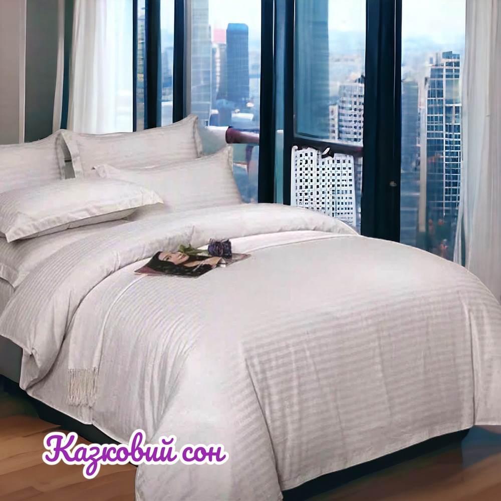 Bed linen set for hotels family stripe satin