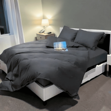 Family bedding set solid dark gray 6063 photo