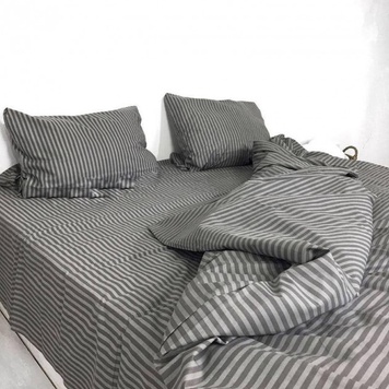 Bed linen set one and a half bedroom gray stripe