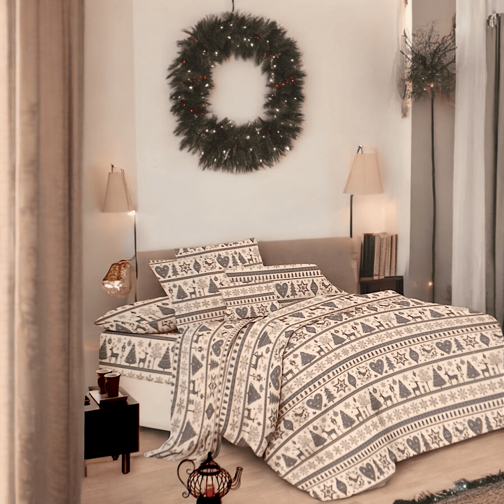 Double flannel bedding set (fable) New Year's