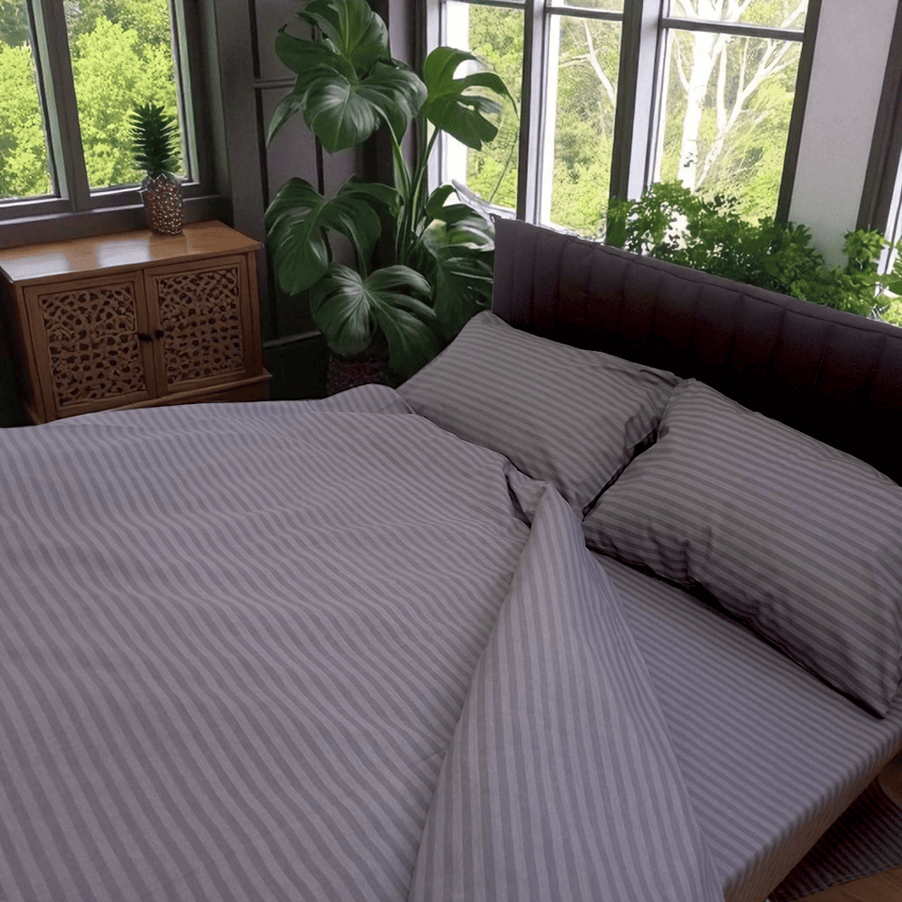 Komplet pościeli euro rozmiar szary paski 3329 foto