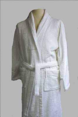 Men's white terry robe