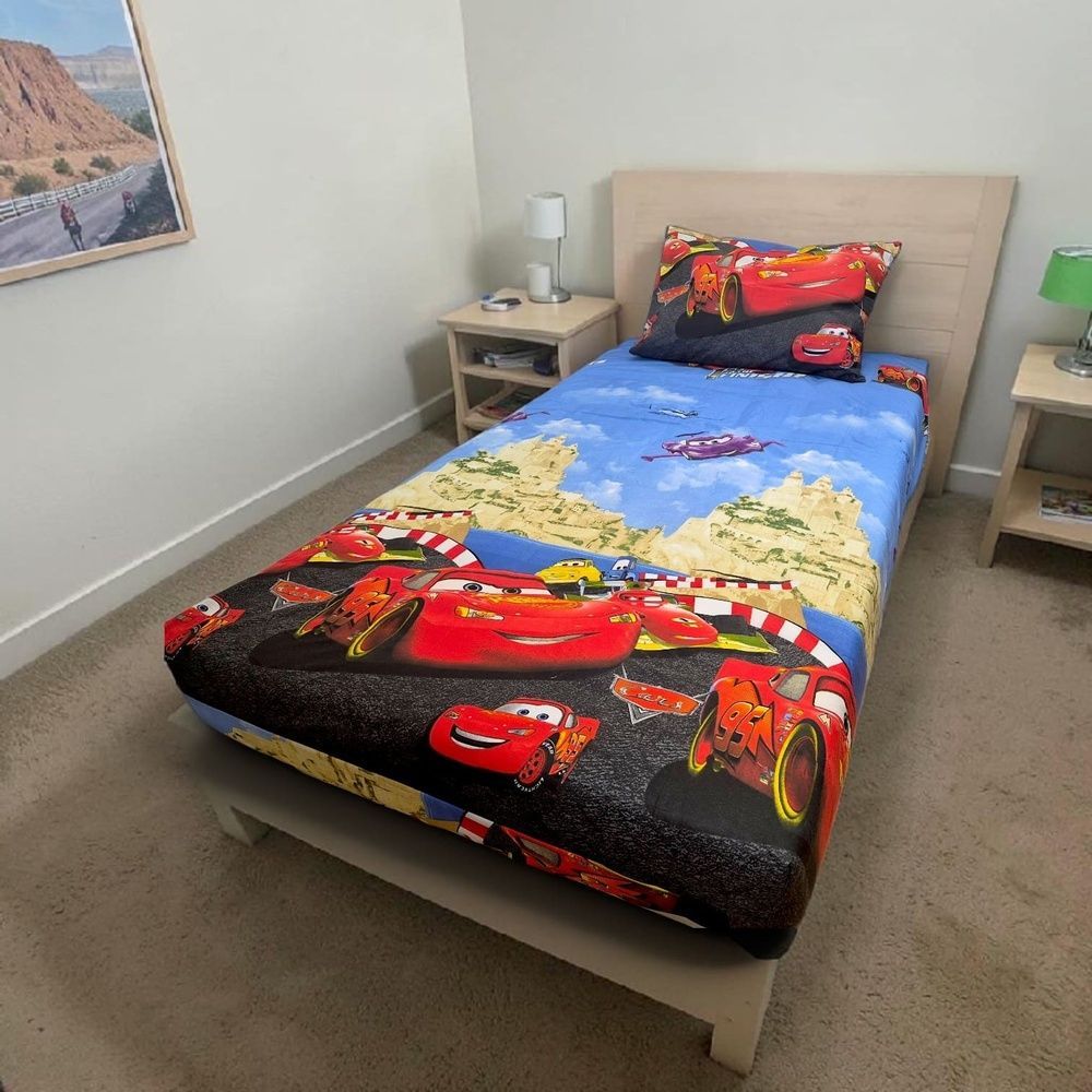 Fitted sheet 0.90x2.00+25cm + pillowcase 50x70 "McQueen" 4091 photo