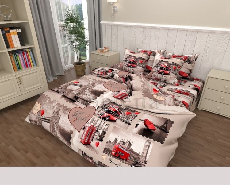 Bedding set euro size (polysatin), Euro, Polysatin, Pillowcases 50X70 or 70X70-2 pcs, 2.20Х2.20-1 pcs, 1.95Х2.10-1pcs, Attention! The shade of the fabric may differ from the photo depending on the monitor settings!