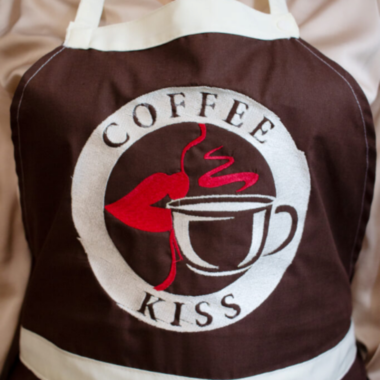 Apron with embroidery "Cofffee Kiss"