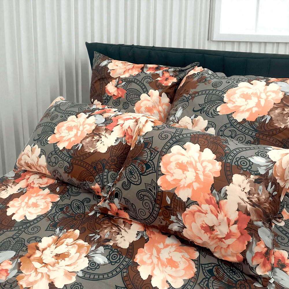 Bedding set 'Pink Peonies' 180x220 (double bed) polyester satin 2603 photo