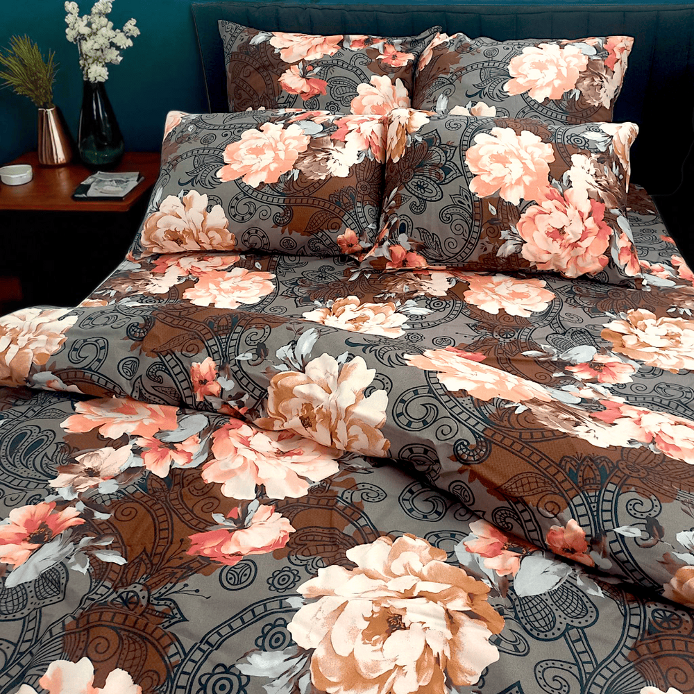 Bedding set 'Pink Peonies' 180x220 (double bed) polyester satin 2603 photo