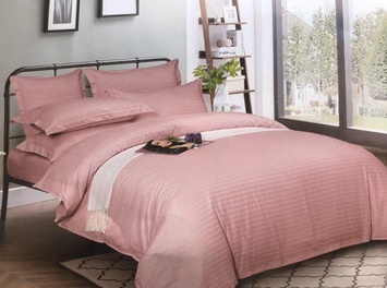 Bed linen set stripe-satin pink powder (100% cotton)